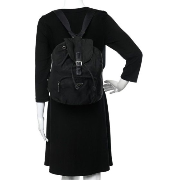 Authentic PRADA Vintage Tessuto Nylon Vela Cinch Backpack Black - Picture 3 of 13